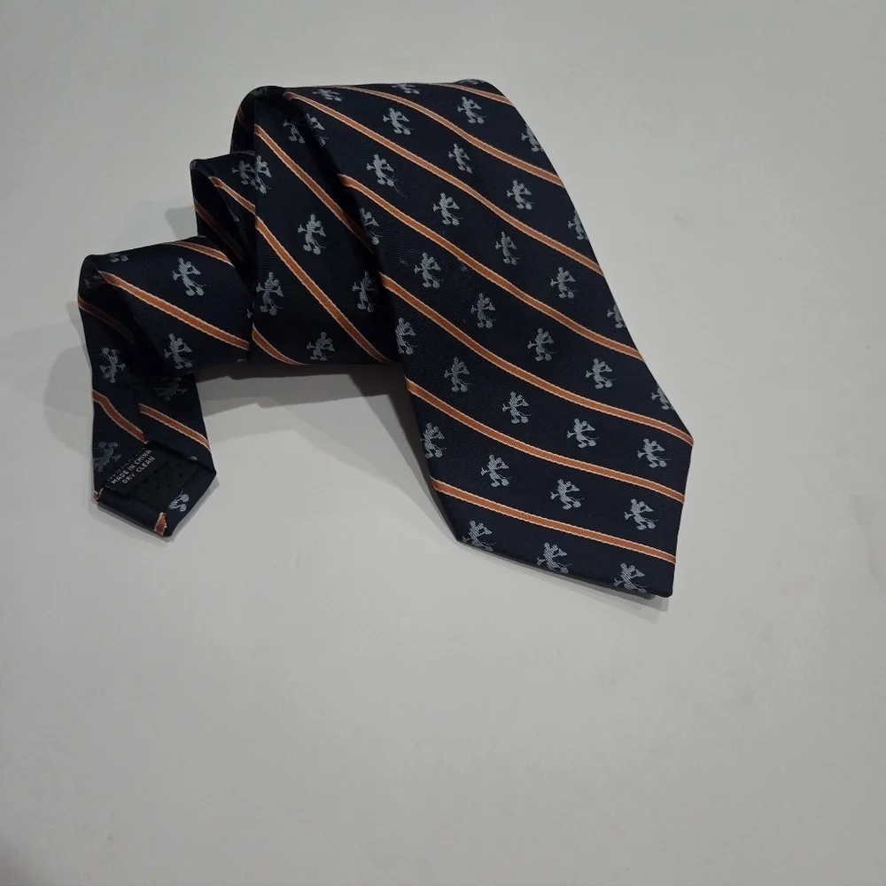 Walt Disney World Elegant Navy Blue and Orange Men's Tie - Picture 1 of 5